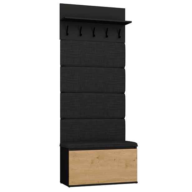 TP Living Předsíňová stěna Lior 80 cm černá/dub Artisan