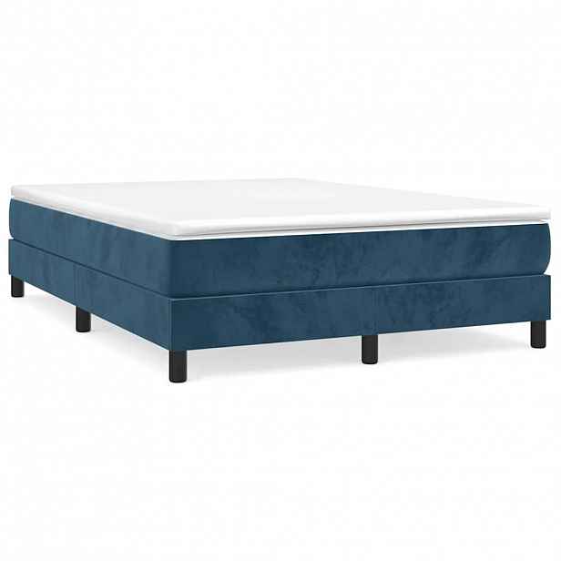 vidaXL Rám postele s boxspringem tmavě modrý 140x190 cm samet