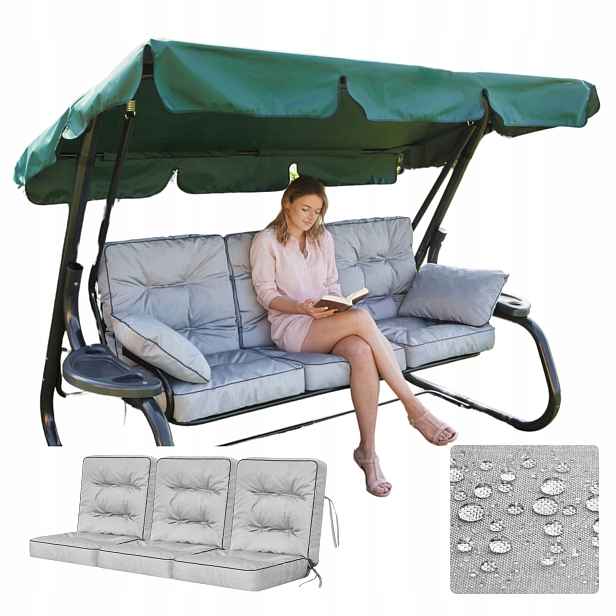 Polštář na zahradní houpačku Sada 3 ks Vodotěsný Anti Uv 180 cm