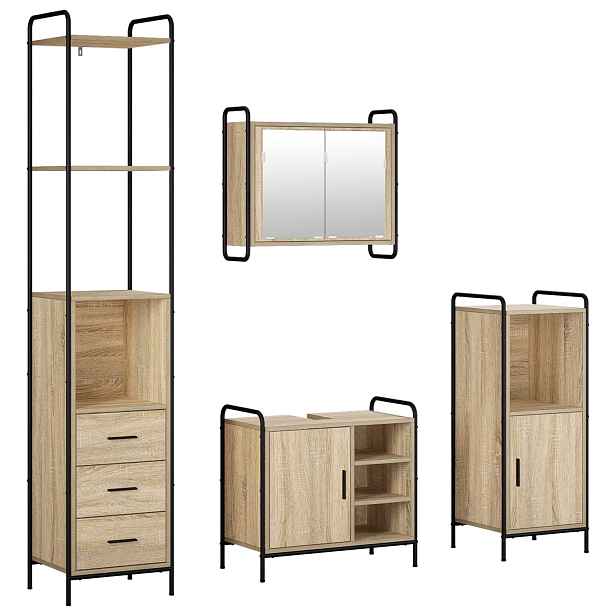 vidaXL Sada koupelnových skříněk 4 ks Dub sonoma 40 x 36 x 200,5 cm