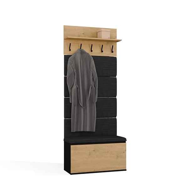 TP Living Předsíňová stěna Lior 80 cm černá/dub Artisan II