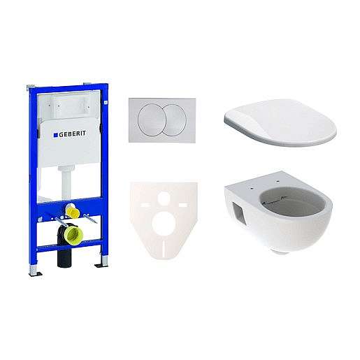 Závěsný set WC Geberit Selnova + modul Geberit Duofix s tlačítkem Delta 20 (bílá lesk)