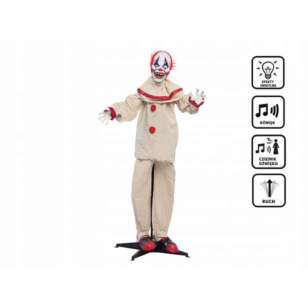 Dekorace Strašidelný klaun 153 cm Halloween Clown