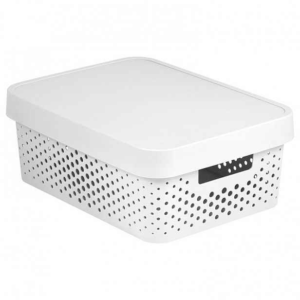 Úložný box INFINITY s víkem bílý děrovaný 11 l