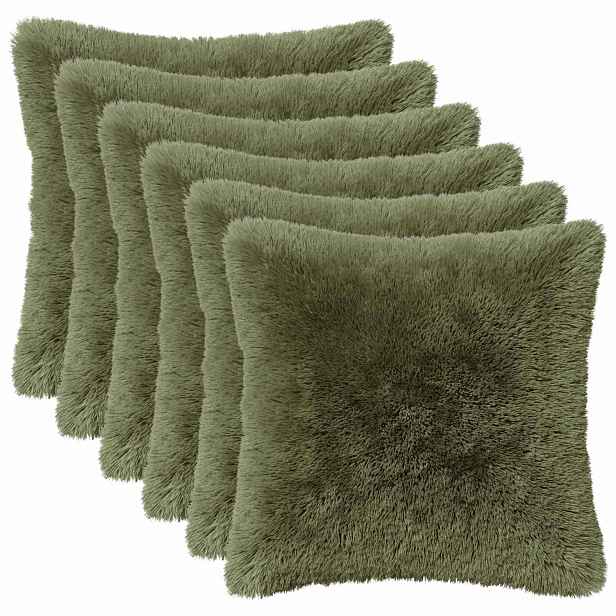 vidaXL Povlak na polštář 6 pcs HEERLEN Zelená 35 x 35 cm PV fleece