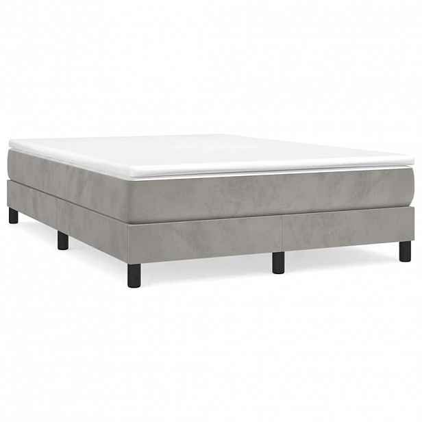vidaXL Rám postele s boxspringem světle šedý 140 x 200 cm samet