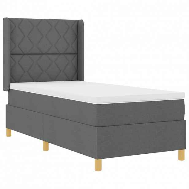vidaXL Postel s boxspringem s LED pásky s čelo Šedá 90 x 190 cm textil