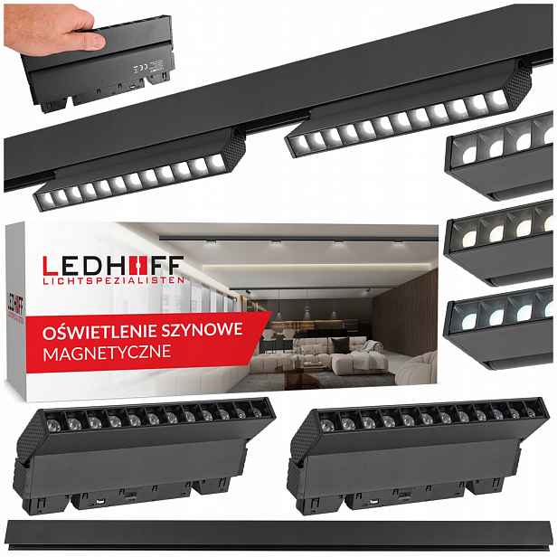 Magnetická Led lišta 2x lampa Bodová čočka 12W 3 Barvy regulace
