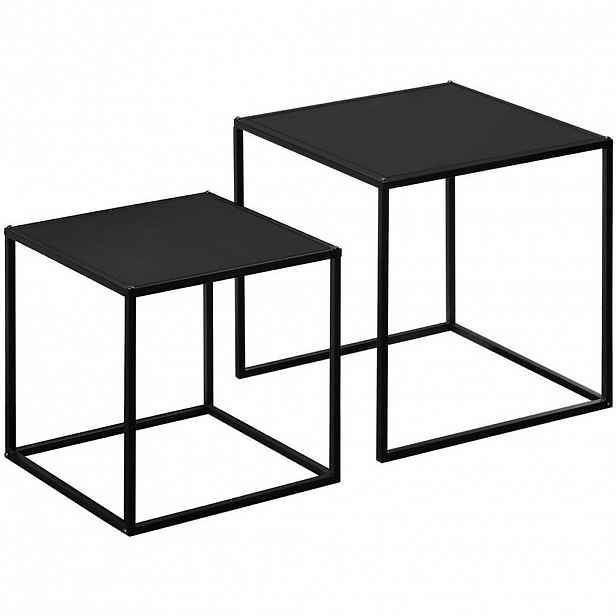 OKWISH SADA konferenčních stolků 40/40/40 cm černá z oceli v moderním provedení