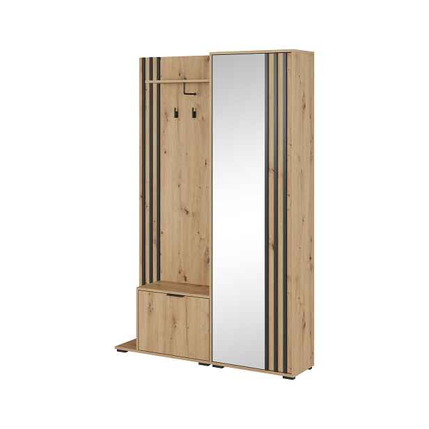 Piaski Předsíňová stěna Nelly 131 cm dub artisan/černá