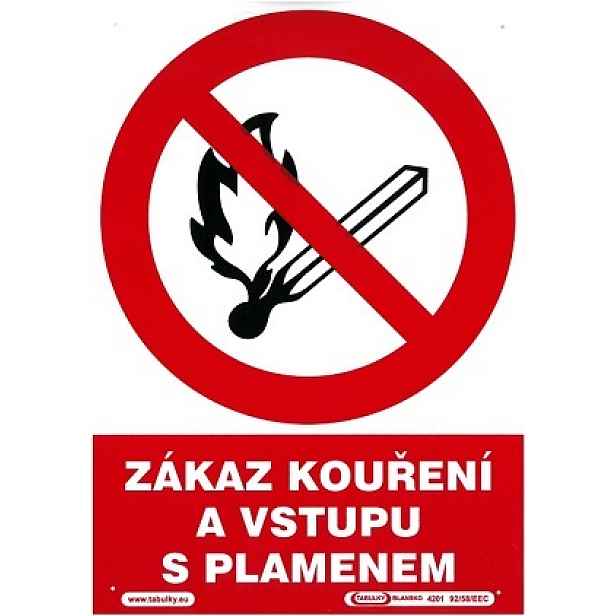 Tabule zákazová Zákaz kouření a vstupu s plamenem A4