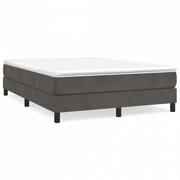 vidaXL Rám postele s boxspringem tmavě šedá 140 x 200 cm samet