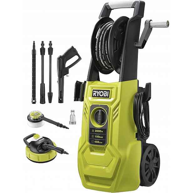 Vysokotlaký čistič 2000W 150 bar 450 l/h nádržka na detergent Turbo tryska kartáč