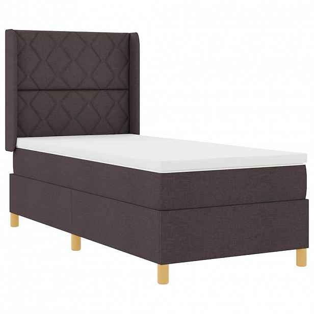 vidaXL Postel s boxspringem s LED pásky Hnědá 90 x 190 cm textil