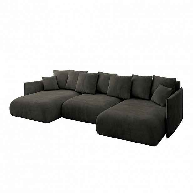 ALTDECOR SEDACÍ SOUPRAVA s funkcí lůžka a úložným prostorem pod postelí ONESK-U 317x177x72 černý velur