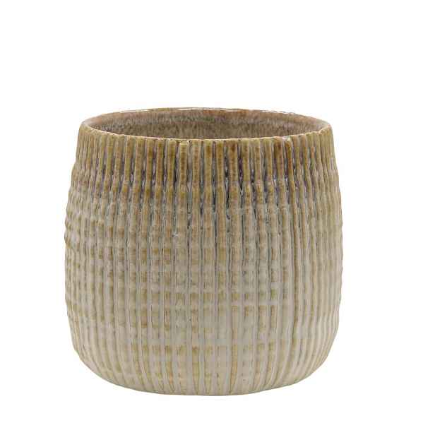 Latté obal na květináč s vroubkovaným vzorem Gaston - Ø 12*11 cm Chic Antique