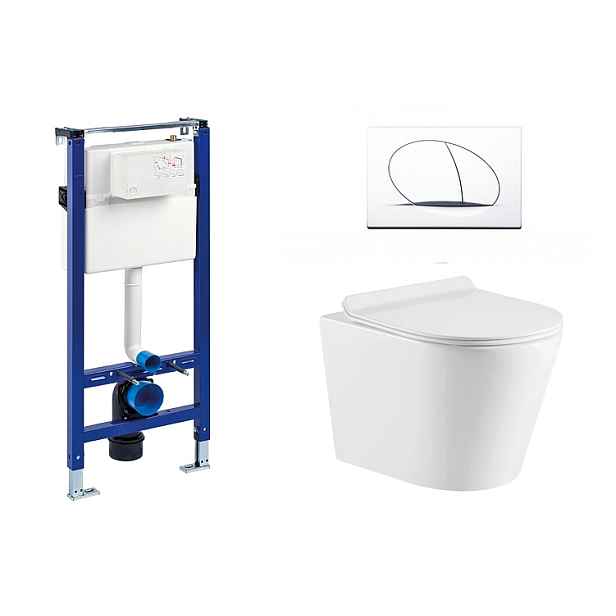 Liv-Fluidmaster Wc set Ring II Gips podmítková nádrž do sádrokartonu; mísa; sedátko a bílé tlačítko 195853 - SET(195853; 223468; OLKLT053ER)