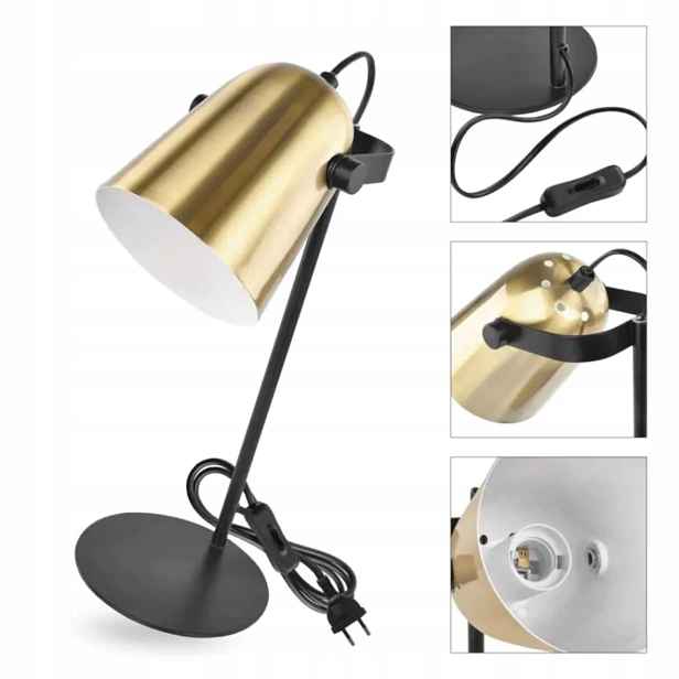 noční lampa Stolní lampa na stůl černo-zlatá Nina E27 Emos