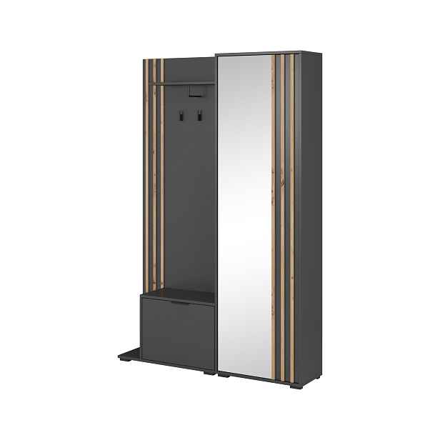 Piaski Předsíňová stěna Nelly 131 cm grafit/dub artisan