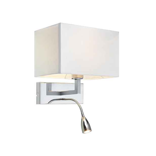 Nástěnné svítidlo Savoy E27/LED Chrom/Bílá s ramenem a stínidlem Markslojd