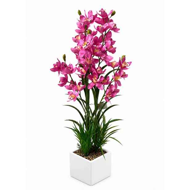 Umělé květy orchidej v květináči – 110 cm v růžové barvě