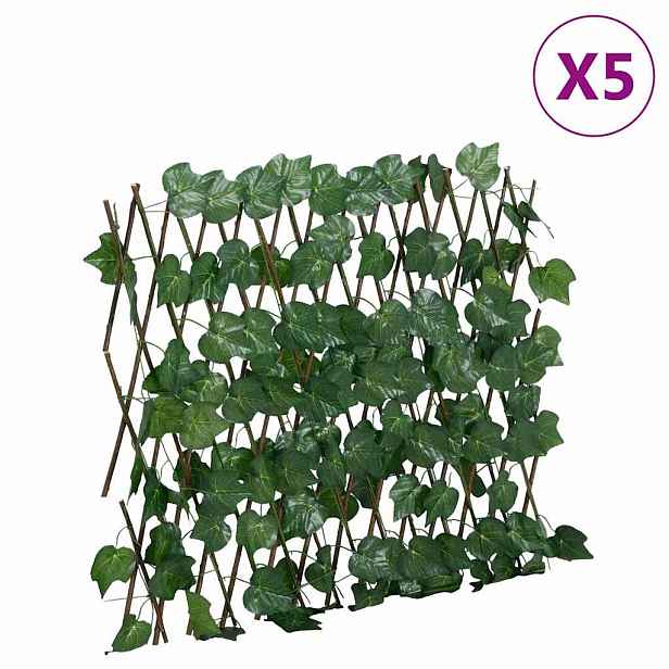 vidaXL Treláže umělé listy vinné révy roztahovací zelené 5ks 180x60 cm