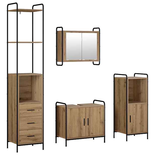 vidaXL Sada koupelnových skříněk 4 ks Dub artisan 40 x 36 x 200,5 cm