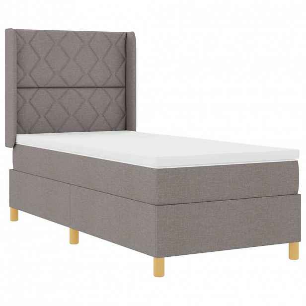 vidaXL Postel s boxspringem s LED pásky Taupe 90 x 190 cm textil