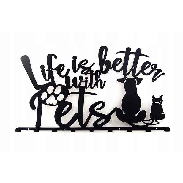 Kovový věšák na oblečení bundy pro psy, šatník Life is better with pets