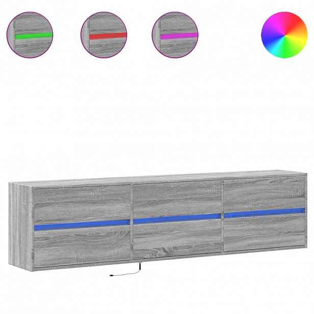 vidaXL Nástěnná TV skříňka s LED šedá sonoma 180 x 31 x 45 cm
