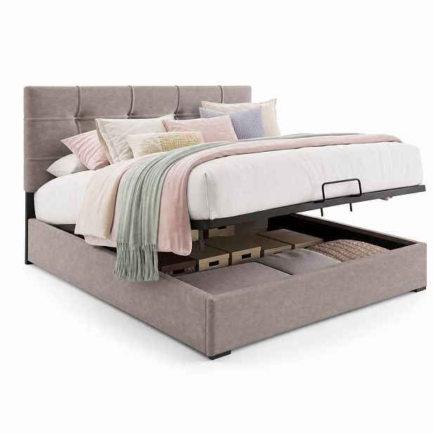 CHICFURN ČALOUNĚNÁ POSTEL 140/200 cm ve světle šedé barvě se sametovým potahem a úložným prostorem