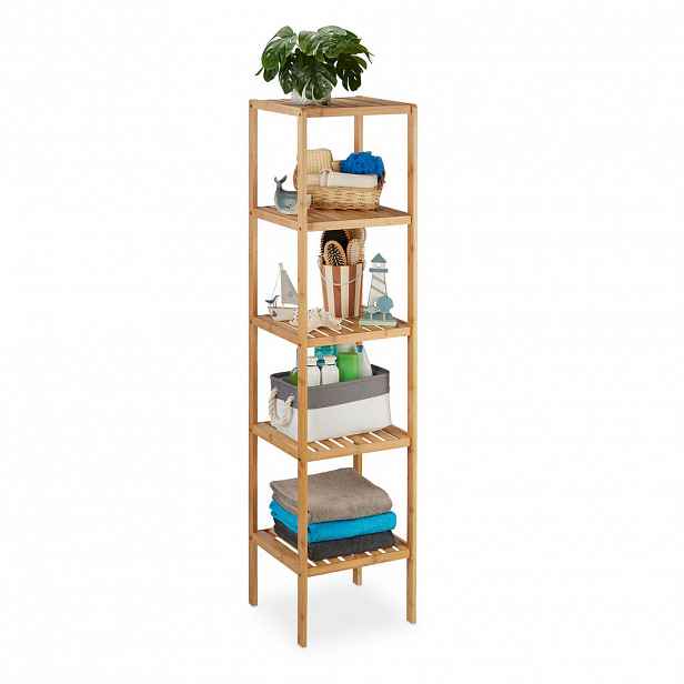 Relaxdays REGÁL Přírodní bambus 5-polic 140 cm