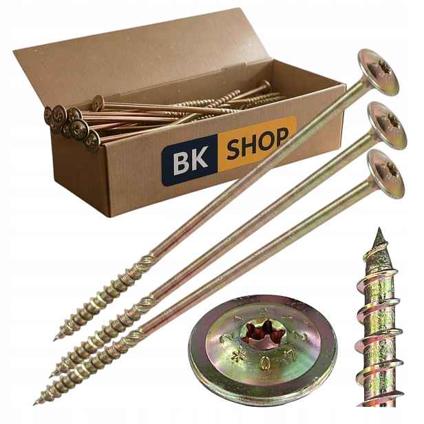 Tesařské Vruty Talířové 10x180 mm TX40 Torx S Podložkovou Hlavou 50 ks