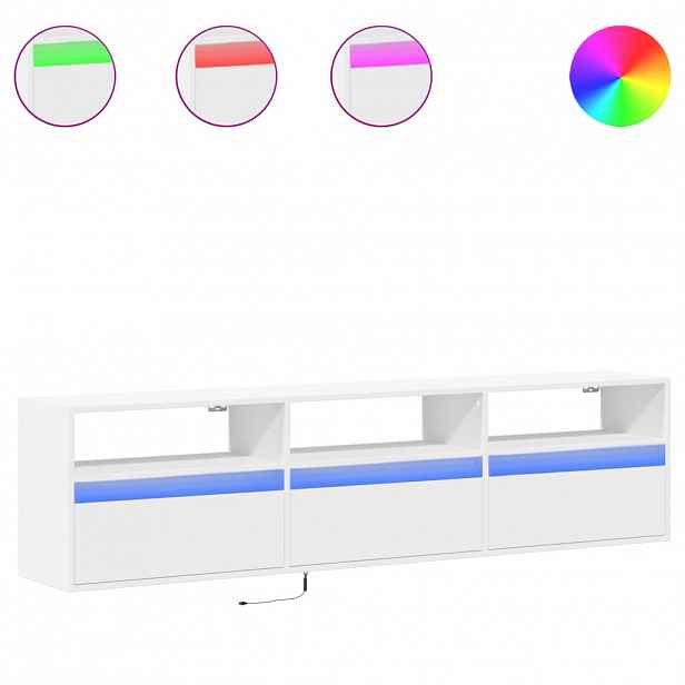 vidaXL Nástěnná TV skříňka s LED bílá 180 x 31 x 45 cm