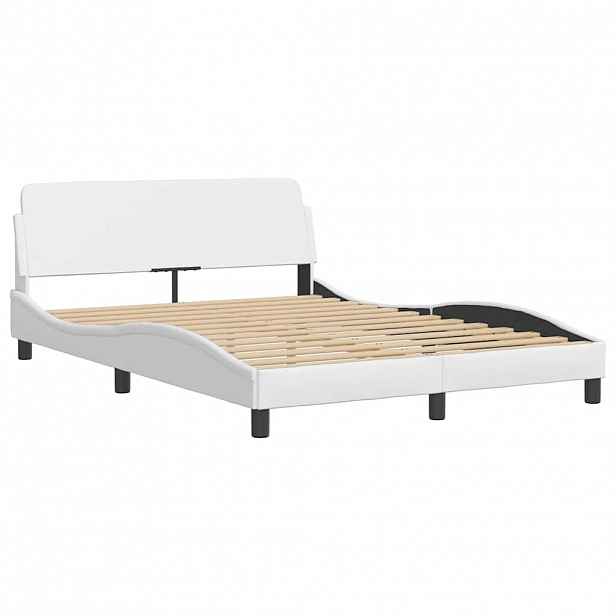 vidaXL Rám postele Dover bílý 140x200 cm umělá kůže