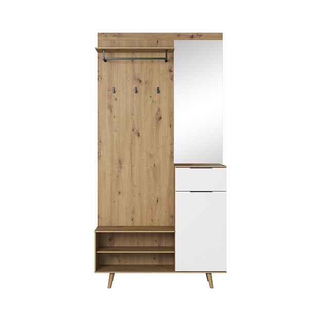Vivaldi Předsíňová stěna Nordic B 100 cm dub Artisan/bílá