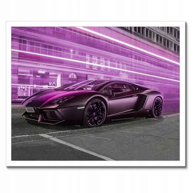 Plakáty v rámu 50x40 Fialové sportovní auto