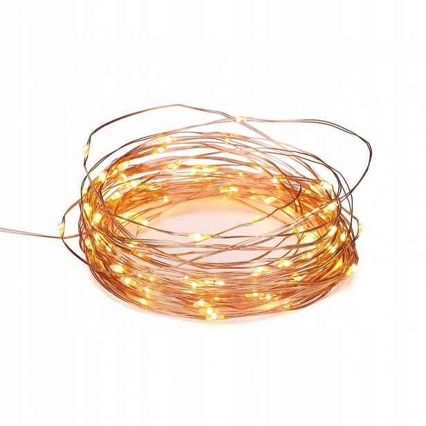 Led dekorační měděná girlanda, 8 funkcí, teplá bílá barva, 10 m, IP44 venko