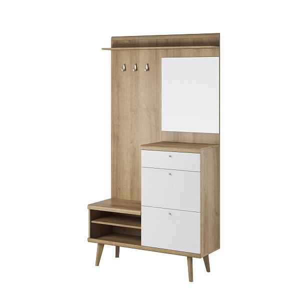 Piaski Předsíňová stěna Primo 110 cm dub Riviéra/bílá