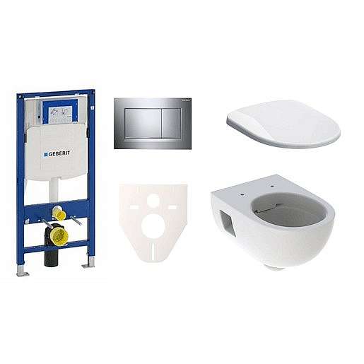 Závěsný set WC Geberit Selnova + modul Geberit Duofix s tlačítkem Sigma 30 (chrom lesk)