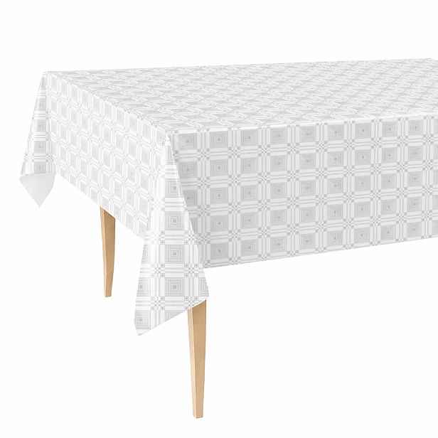Cerata Tlustý Ubrus 140x450 Bílá Jemná Geometrická Mřížka Odolný vůči skvrnám