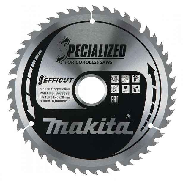 Makita - Pilový kotouč na dřevo 190x30 mm, 45 zubů B-68638