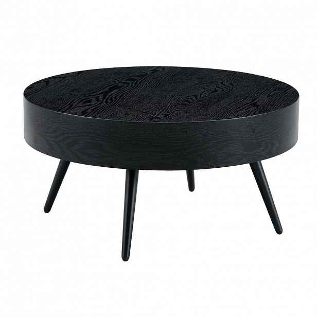 OKWISH KONFERENČNÍ stolek 70/70/35,5 cm černý z MDF a kovu s kulatou deskou