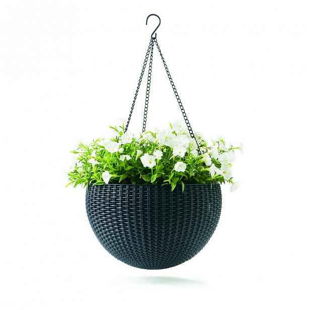 Šedý závěsný květináč Keter