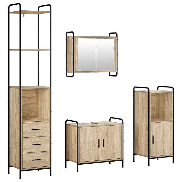 vidaXL Sada koupelnových skříněk 4 ks Dub sonoma 40 x 36 x 200,5 cm