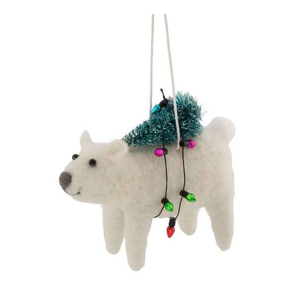 Textilní vánoční ozdoba 12 cm Polar Bear with Christmas Lights – Sass & Belle