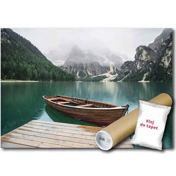 Vinylová Fototapeta Loďka Jezero Hory 152x104