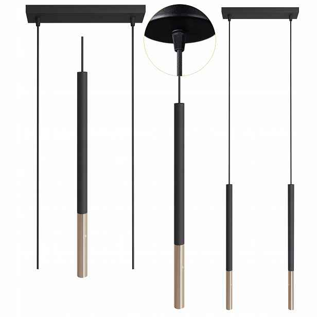 Závěsná stropní lampa Zwis kovová černo zlatá 2xG9 Led 10W Tuba