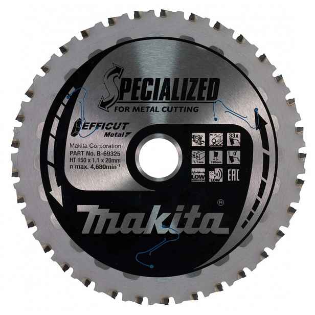 Makita - Pilový kotouč na kov 150x20 mm, 33 zubů B-69325