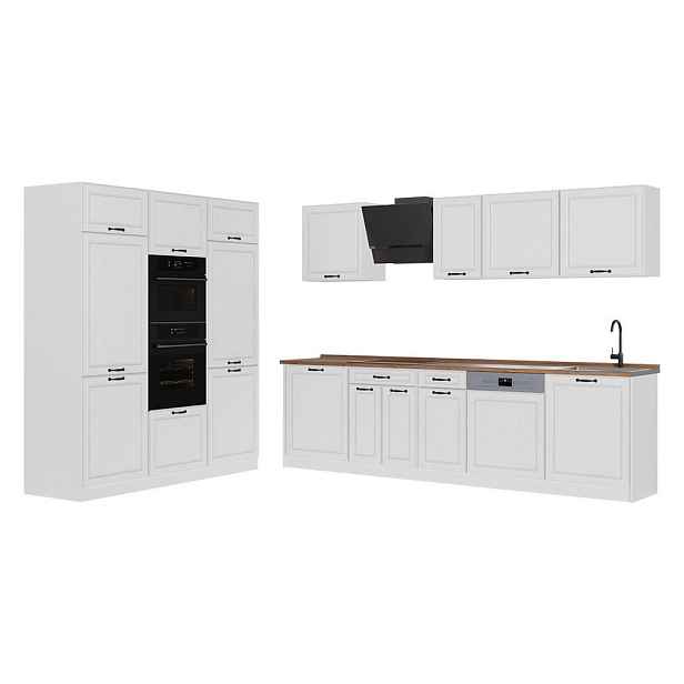 Vicco KUCHYŇSKÝ KOUT R-Line, Bílý venkovský dům/Bílá, 180 cm pracovná doska Dub Goldkraft